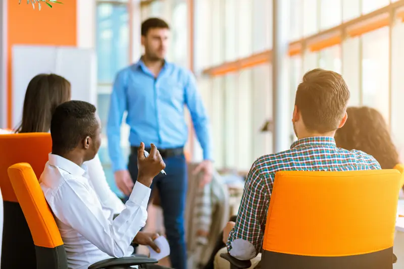 business people discussing ideas during interview in the office.